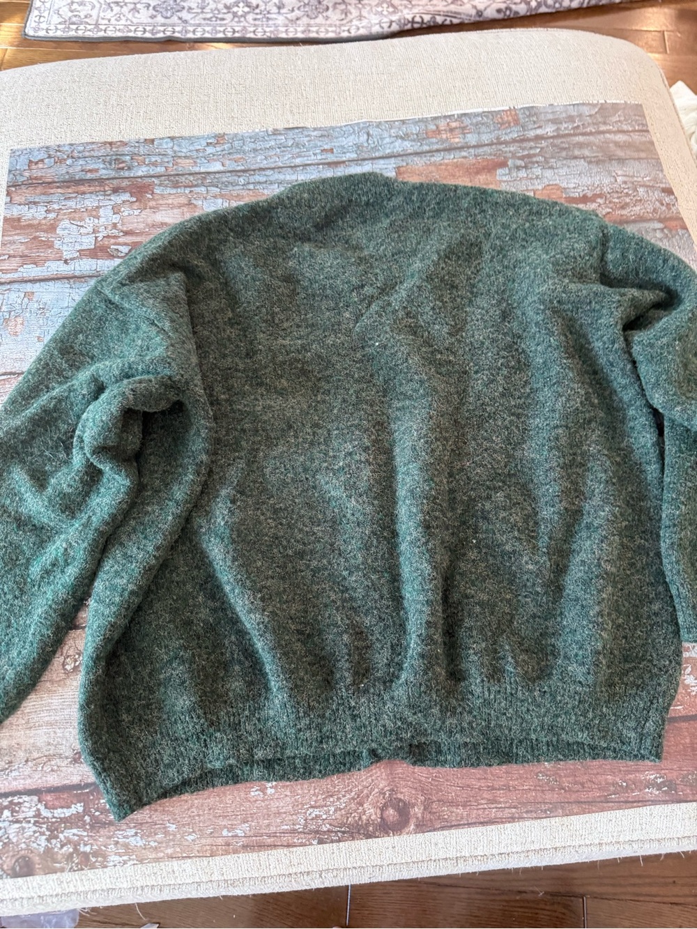 Dark Green Floral Thick Button-Up Women's Sweater No Brand or Size Tag - Picture 11 of 11